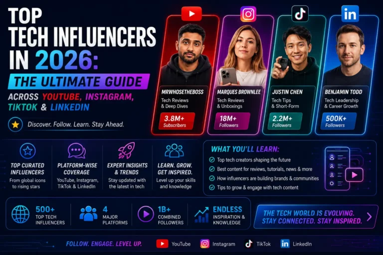 Top Tech Influencers in 2026: The Ultimate Guide Across YouTube, Instagram, TikTok & LinkedIn